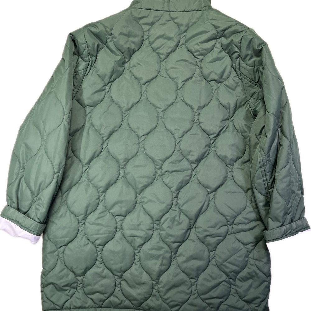 J Crew City Green w/ Light Blue Lining Quilted Puffer Jacket Coat - Like New - L - Picture 5 of 5